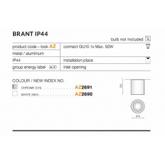 Точковий світильник AZzardo BRANT IP44 AZ2690 Херсон