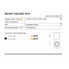 Точковий світильник AZzardo BRANT SQUARE IP44 (AZ2822) Київ