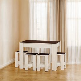 Комплект обідній Tobi Sho СТО-1 стіл нерозкладний та 4 табурети для кухні, їдальні Венге темний/Дуб молочний