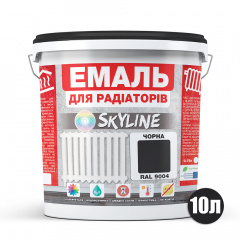 Эмаль Для Радиаторов акриловая термостойкая глянцевая SkyLine 10 л Черная RAL 9004 Львов