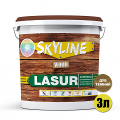 Лазурь декоративно-защитная для обработки дерева SkyLine LASUR Wood Дуб темный 3л Житомир