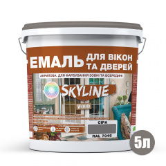 Эмаль акриловая Для Окон и Дверей SkyLine Wood Серая RAL 7046 5 л Івано-Франківськ