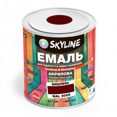Эмаль для пола и других поверхностей акриловая SkyLine Вишневый RAL 3005 0.75 л Чернігів