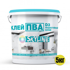 ПВА Клей прочный универсальный водостойкий D3 SkyLine 5 кг Белый Лубни