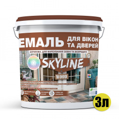 Эмаль акриловая для окон и дверей водорастворимая SkyLine Wood 3 л Белый Хуст