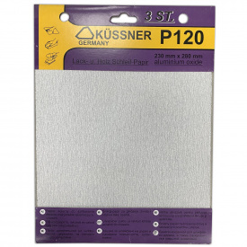 Бумага наждачная Kussner PS33 для красок лаков и шпаклевок P120 230x280 мм уп. 3 шт.
