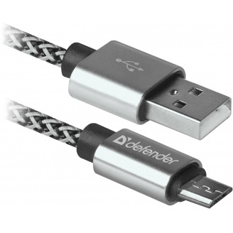 Кабель Defender USB08-03T PRO USB2.0, AM-MicroBM White, 1m (87815) (6499807)
