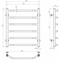 Рушникосушарка електрична Терма П6 500х600 Deffi Хром JD03 (C.TE.60.50.6.E.C.R.1) Нова Прага