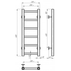 Рушникосушарка електрична Forest П6 200х600 Deffi Чорний JD04 (A.FR.60.20.6.E.B.R.2) Київ