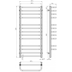 Полотенцесушитель электрический Lux П13 500х1200 Deffi Хром JD04 (A.LU.120.50.13.E.C.R.2) Пологи