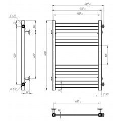 Рушникосушарка водяна Magnus П8 400х600 Deffi Чорний (A.MA.60.40.8.B.C) Київ