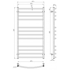 Рушникосушарка електрична Класік Еліт П12 600х1200 Deffi Хром JD03 (C.KE.120.60.12.E.C.R.1) Конотоп