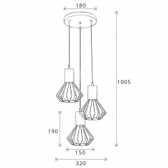 Светильник лофт MSK Electric Diadem подвесной на три плафона с бронзовым патроном NL 2215-3R BK+BN Киев