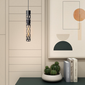 Світильник підвісний MSK Electric Flow у стилі лофт під лампу Е27 чорний NL 6041 BK