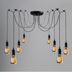 Світильник-павук підвісний на 8 лампочок MSK Electric чорний NL149-8