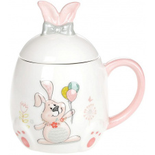Чашка ceramic с крышкой Bona Веселый кролик 450 мл DP39622