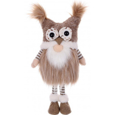 Декоративна іграшка Gnome with owl hat 46 см Коричнево-бежевий BonaDi DP232207