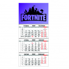 Квартальний настінний календар на 2025 Vivay Fortnite 30x65 см Різнокольоровий (hub_nqbgru)