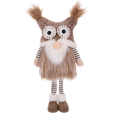 Декоративна іграшка Gnome with owl hat 58 см Бежево-коричневий BonaDi DP232208