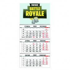 Квартальный настенный календарь на 2025 Vivay Fortnite 30x65 см Разноцветный (hub_p1rh3z)