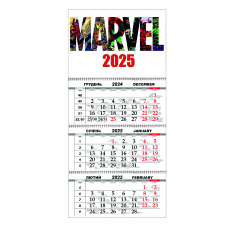 Квартальний настінний календар на 2025 Vivay Marvel 30x65 см Різнокольоровий (hub_mjmqka)