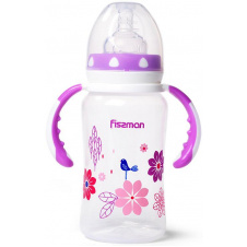 Бутылочка для кормления детская Baby Цветочки 300 мл с ручками Fissman DP43957