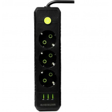 Подовжувач No Brand F43U USB 4 м 3 розетки чорний