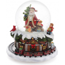Декоративный водный слой Santa на крыше 15.5 см музыкальный BonaDi Разноцветный DP43031