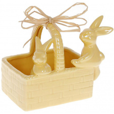 Керамическое кашпо для сладкого в корзинке Bona Зайки 16х11х12.5 см Yellow DP119929