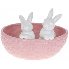 Горшок декоративный Кролики в корзинке 20х15х14.5см Pink BonaDi
