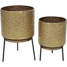 Вазоны на подставке набор из двух штук Gold&Black Metal Ravenna DP219200 BonaDi