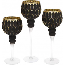 Декоративные стеклянные подсвечники Golden black 3 штуки DP96371 BonaDi