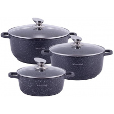 Набор 3 кастрюли Landes Black 2.3л 4.5л 6.5л с двумя прихватками Kamille DP36495