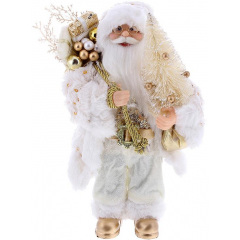 Декоративний Santa в сріблясто-білому кольорі з ялинкою та подарунками BonaDi 30см DP219429 Київ