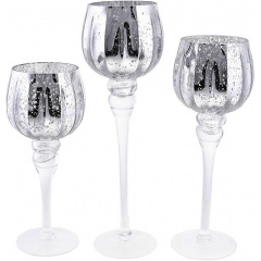 Интерьерные подсвечники в наборе 30см 35см 40см Elpio Silver DP218758 BonaDi Черновцы