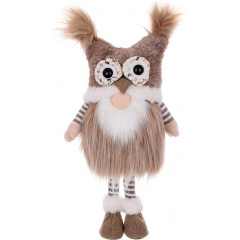 Декоративна іграшка Gnome with owl hat 46 см Коричнево-бежевий BonaDi DP232207 Житомир
