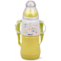 Бутылочка для кормления детская Baby Малыши 230 мл с ремешком желтая Fissman DP43986 Херсон