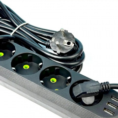 Удлинитель-переноска UA Power 6 м 5 розеток 3 USB F05U Черный Днепрорудное