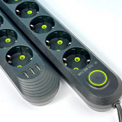 Удлинитель-переноска UA Power 6 м 5 розеток 3 USB F05U Черный Днепрорудное
