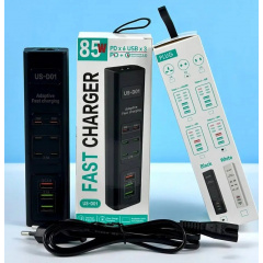 Адаптер UKC US-D01 85W 3USB 110-265V Чорний Житомир