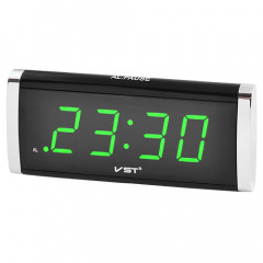 Настільний годинник із зеленим підсвічуванням VST 730 Чорний (008405) Київ