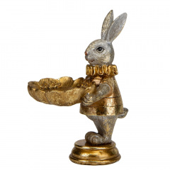 Декоративная статуэтка Кролик с подносом Gold 15х10х9 см Lefard Золотистый AL229130 Херсон