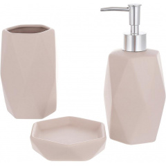 Набор керамических аксессуаров для ванной комнаты Beige Mocha 3 предмета ceramic DP219254 BonaDi Кропивницький
