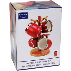 Набор чайный на бамбуковой стойке 4 кружки 320мл Pink Powder Чайная Линия Bona DP118101 Киев