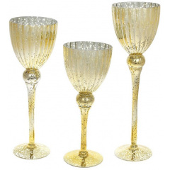 Интерьерные подсвечники Bona в наборе 3 шт 30см 35см 40см Gold DP115515 Харків