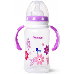 Бутылочка для кормления детская Baby Цветочки 300 мл с ручками Fissman DP43957 Винница