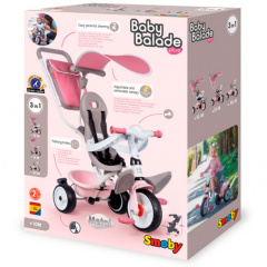 Детский велосипед металлический с козырьком, багажником и сумкой Smoby OL82817 Розовый Киев
