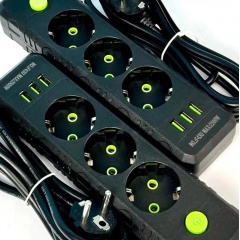 Удлинитель No Brand F43U USB 4 м 3 розетки черный Виноградов