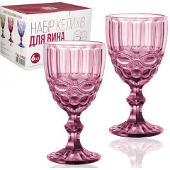 Набор бокалов для вина S&T Elodia Lux Винтаж 340 мл Розовый 6 шт DP64040 Киев