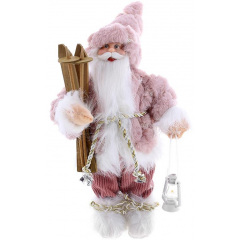 Декоративні Santa в пиляної троянди з лижами і ліхтарем 30 см BonaDi DP219402 Обухів